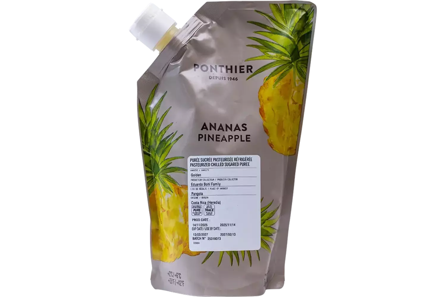 Fruitpuree ananas 1kg stuk 1